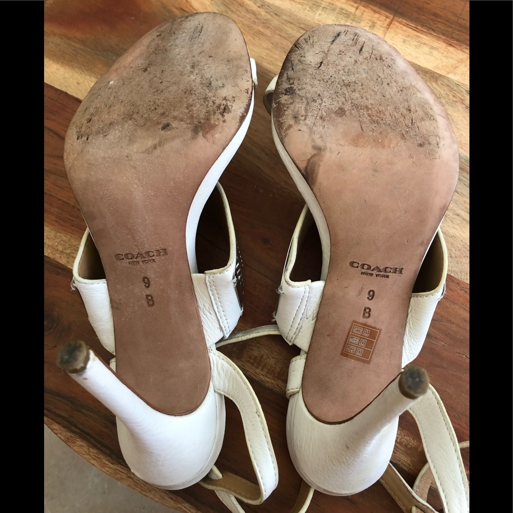 COACH HADLEY WHITE LEATHER HEELS - Picture 5 of 7